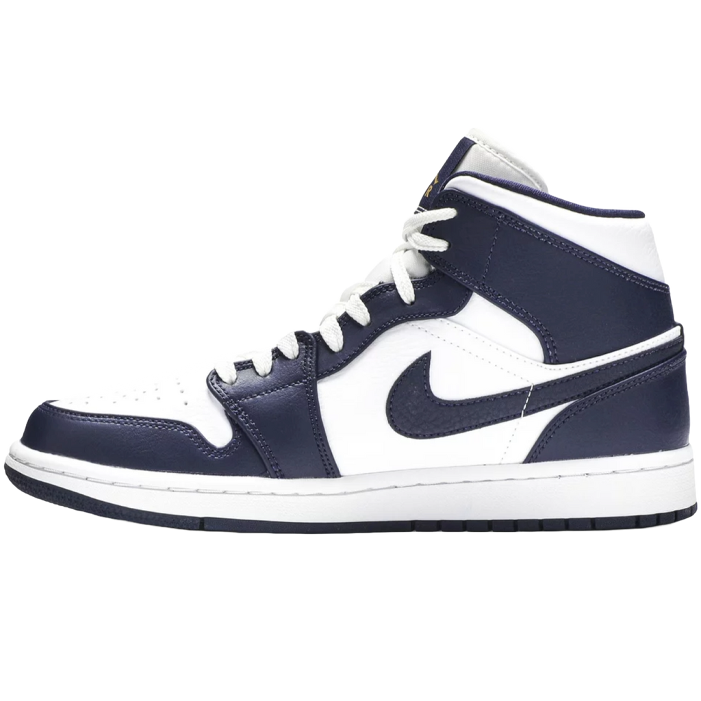 Jordan 1 Mid White Metallic Gold Obsidian
