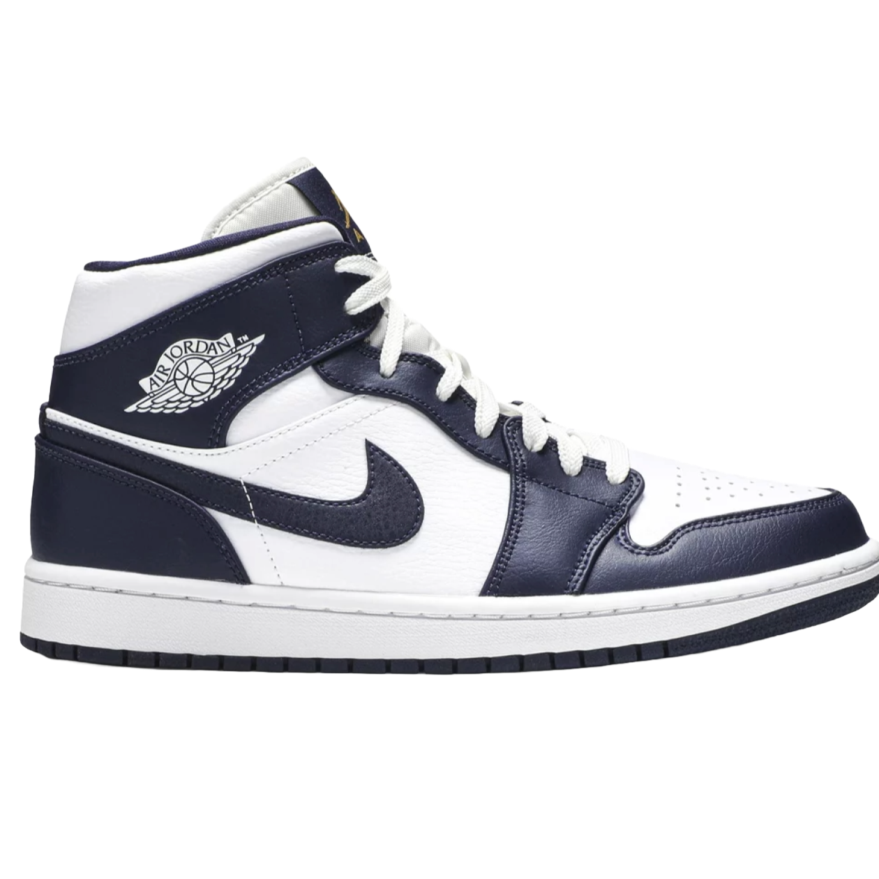 Jordan 1 Mid White Metallic Gold Obsidian