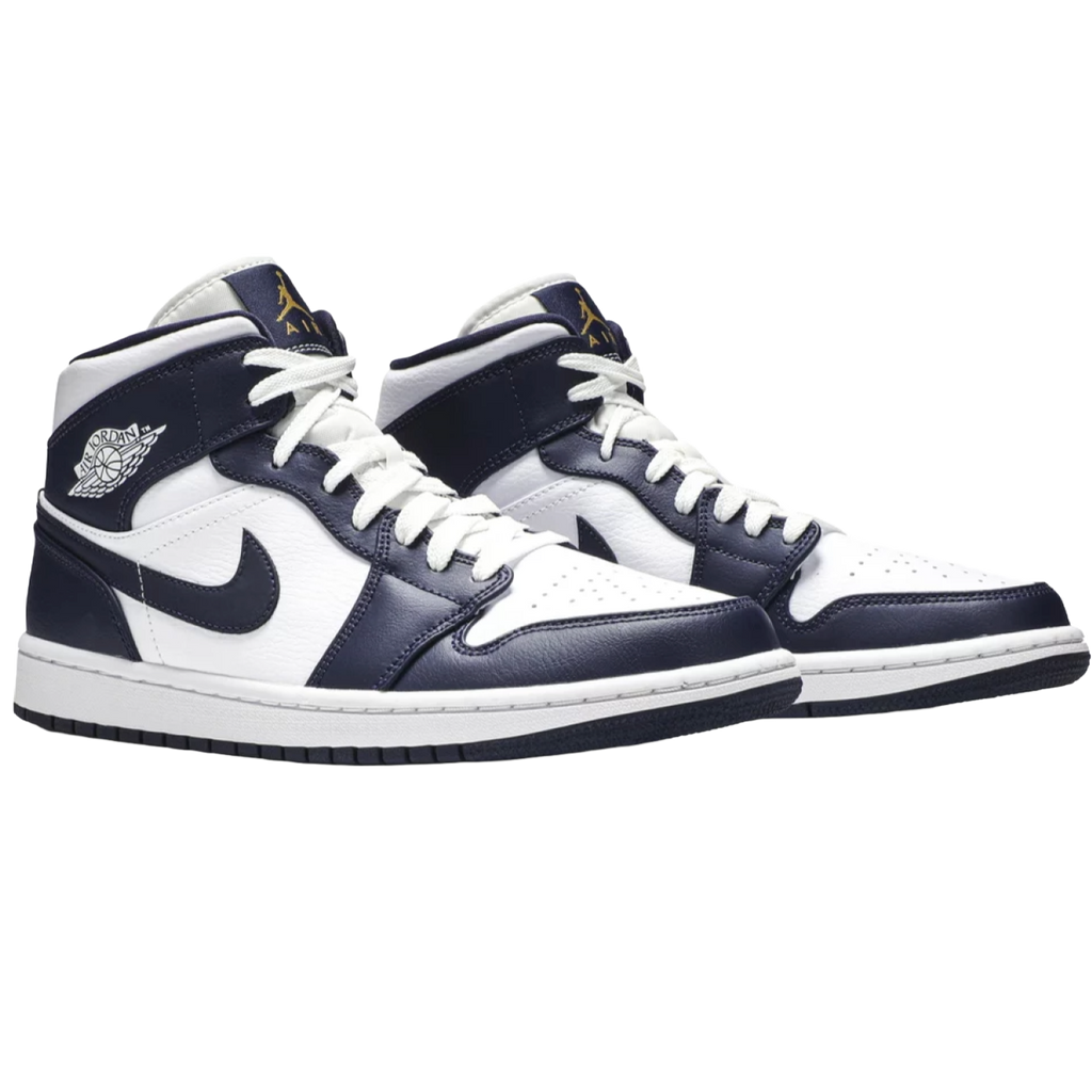 Jordan 1 Mid White Metallic Gold Obsidian