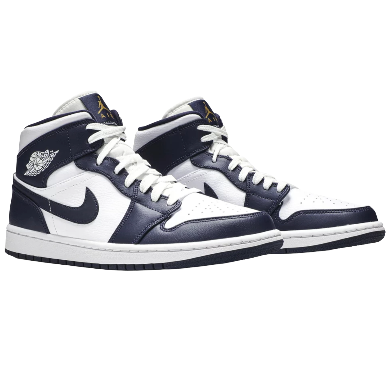 Jordan 1 Mid White Metallic Gold Obsidian